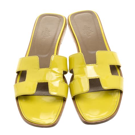 hermes yellow sandals|Hermes oran original.